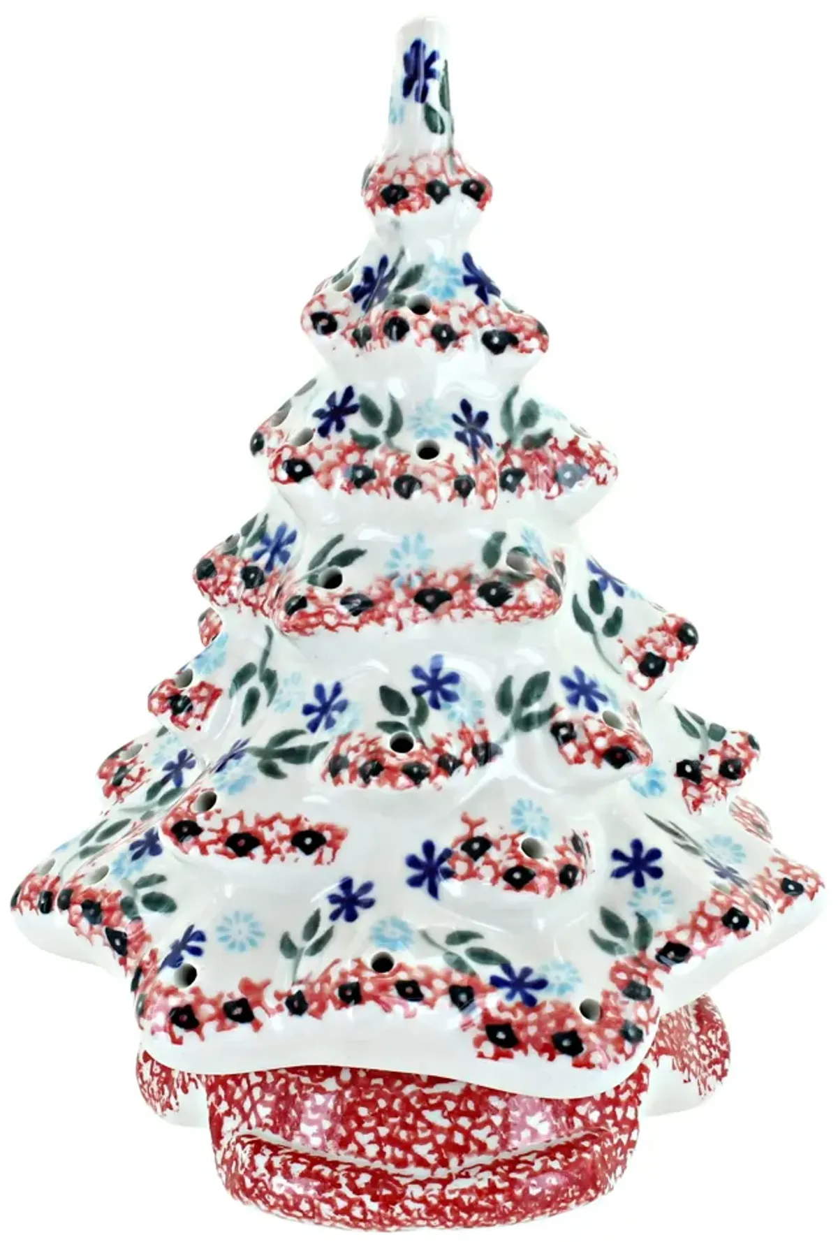 Blue Rose Polish Pottery Blue Christmas Tree Luminary