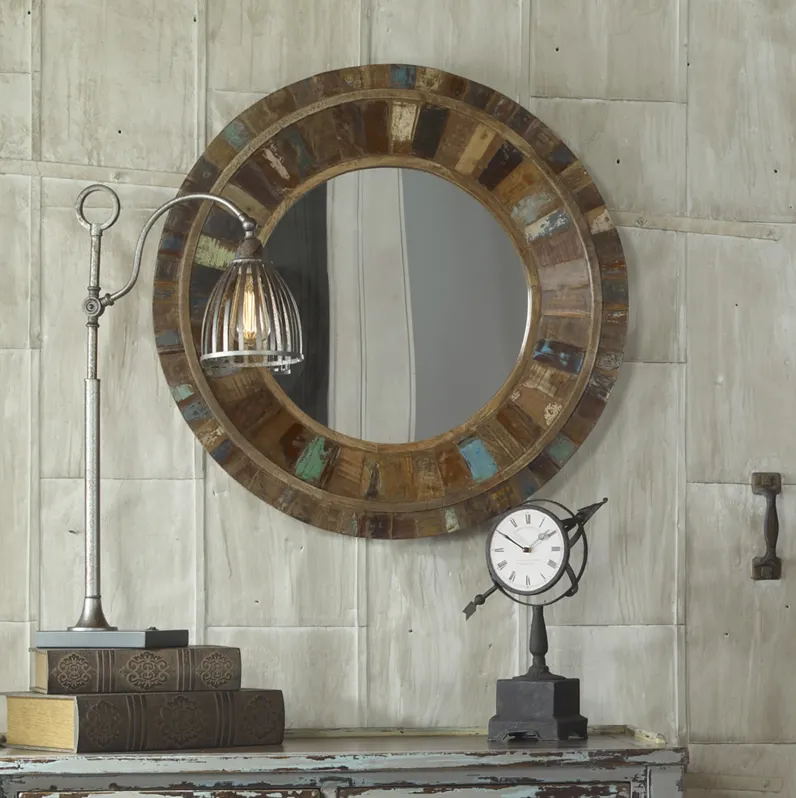 Uttermost Jeremiah Round Wood Mirror