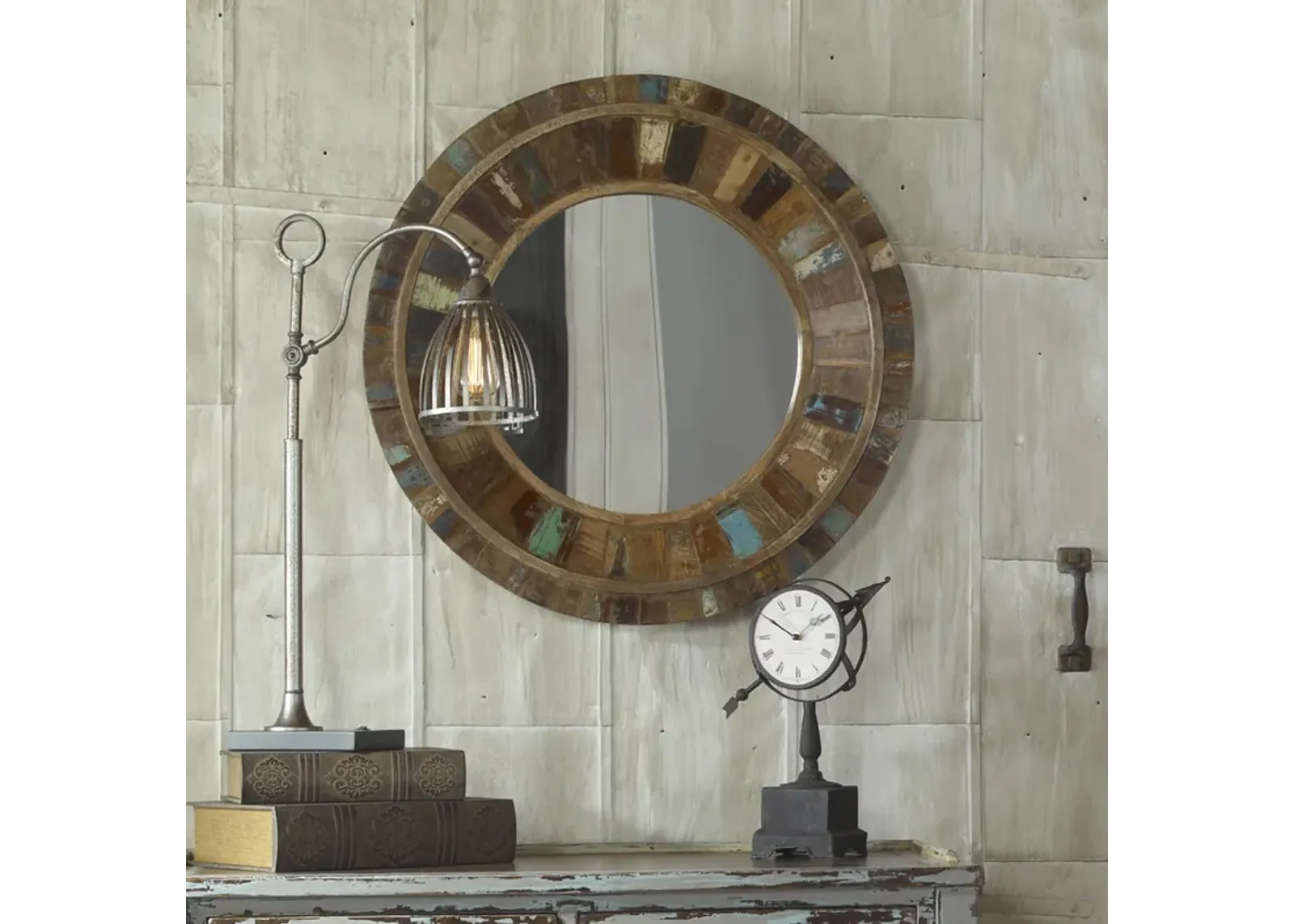 Uttermost Jeremiah Round Wood Mirror