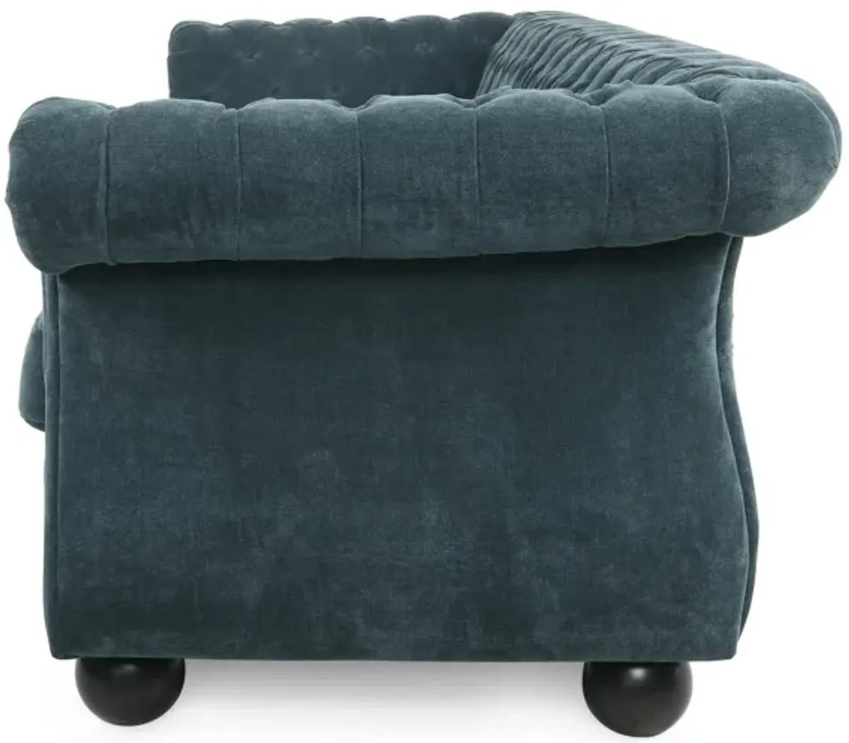 Avery Sofa, Classic Chesterfield Tufted Blue Polyester Upholstery