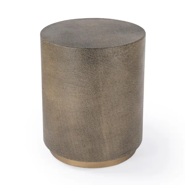Leather Round Accent Table, Brown, Belen Kox