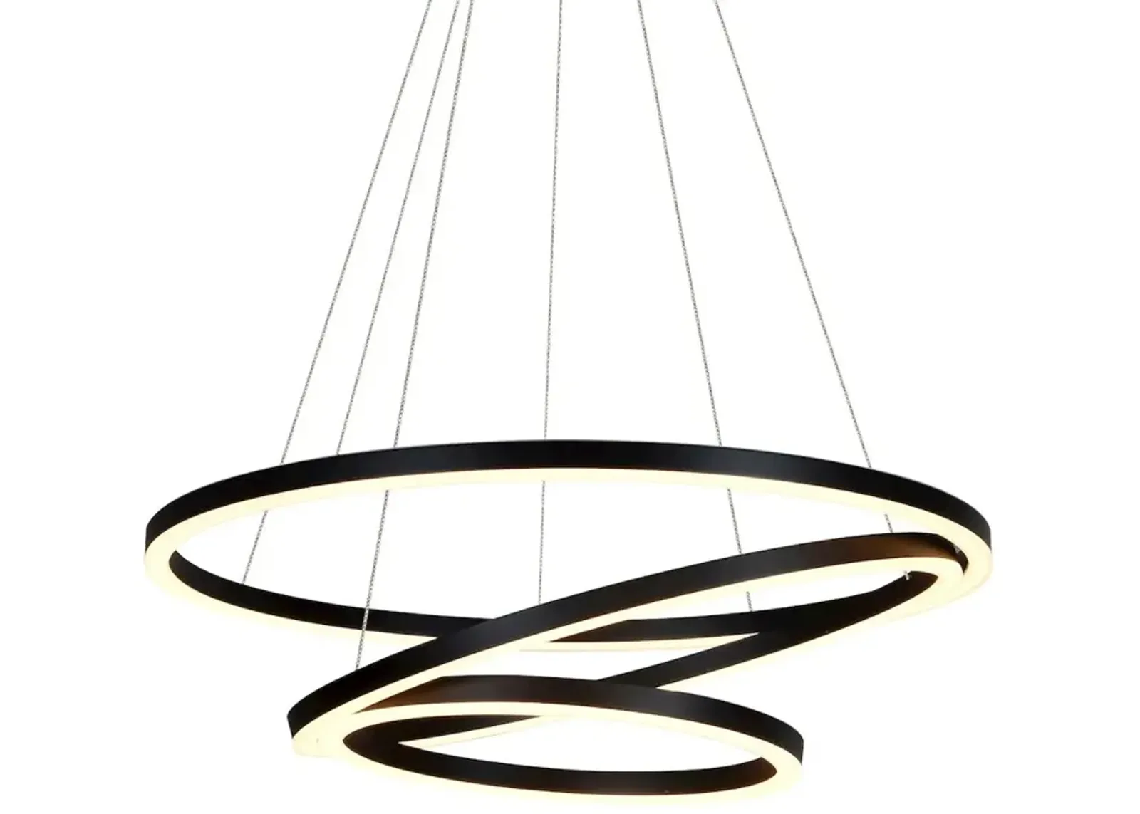 VONN Lighting Integrated LED Chandelier Height Adjustable Circular Pendant Light in Black