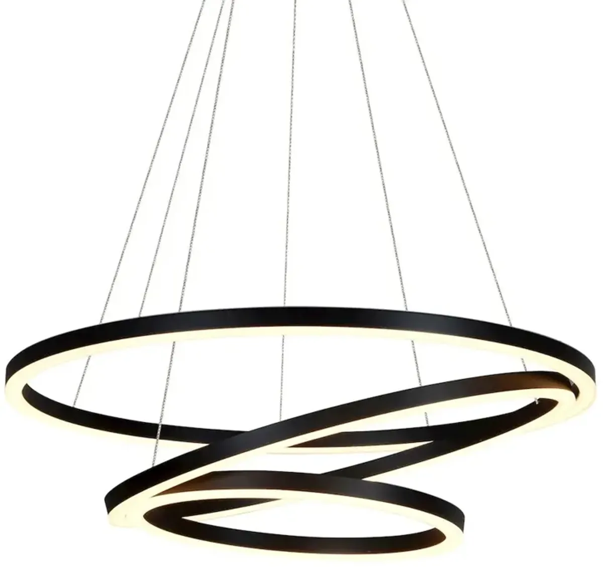 VONN Lighting Integrated LED Chandelier Height Adjustable Circular Pendant Light in Black