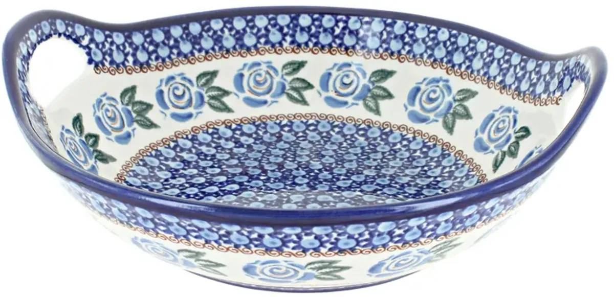 Blue Rose Polish Pottery Christmas Morning Deep Bowl with Handles