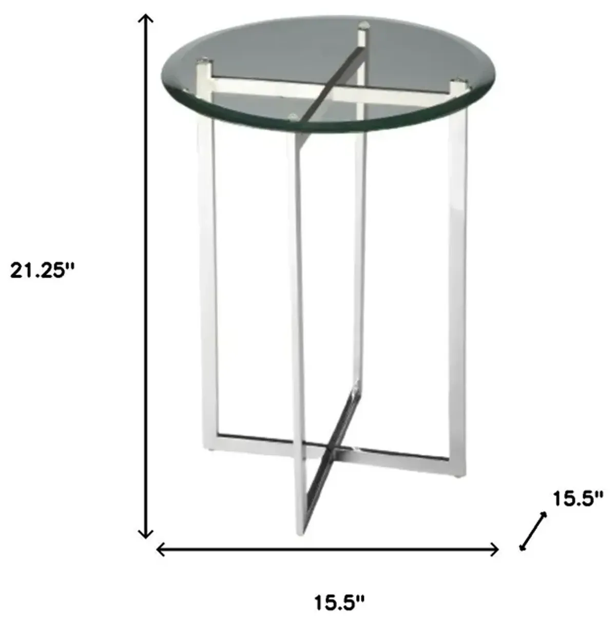 Hivvago 21" Silver Geo Base and Glass Round End Table