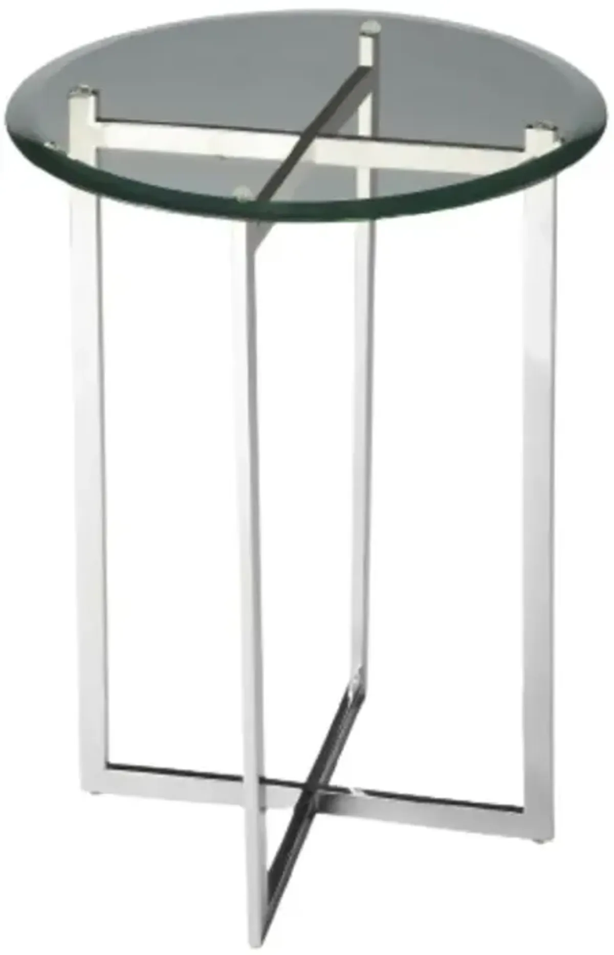 Hivvago 21" Silver Geo Base and Glass Round End Table