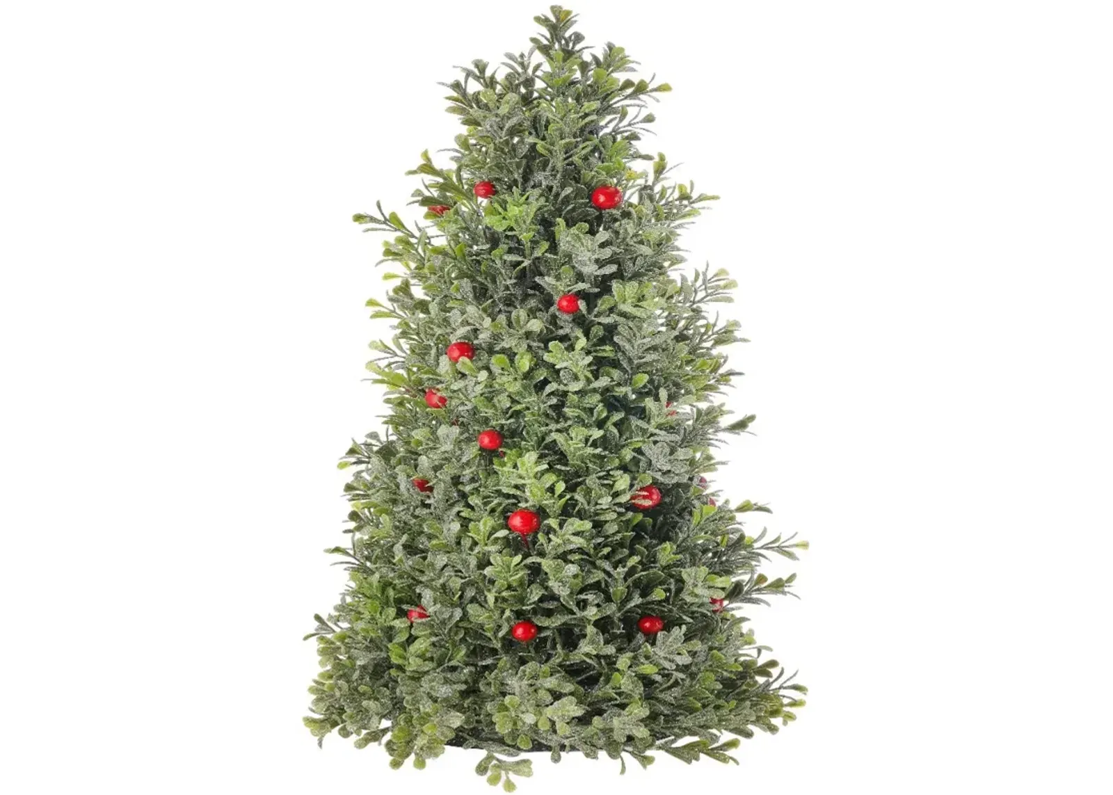 18-Inch Frost Mica Berry Boxwood Cone Tree: Elegant Holiday Decoration with Sparkling Frost