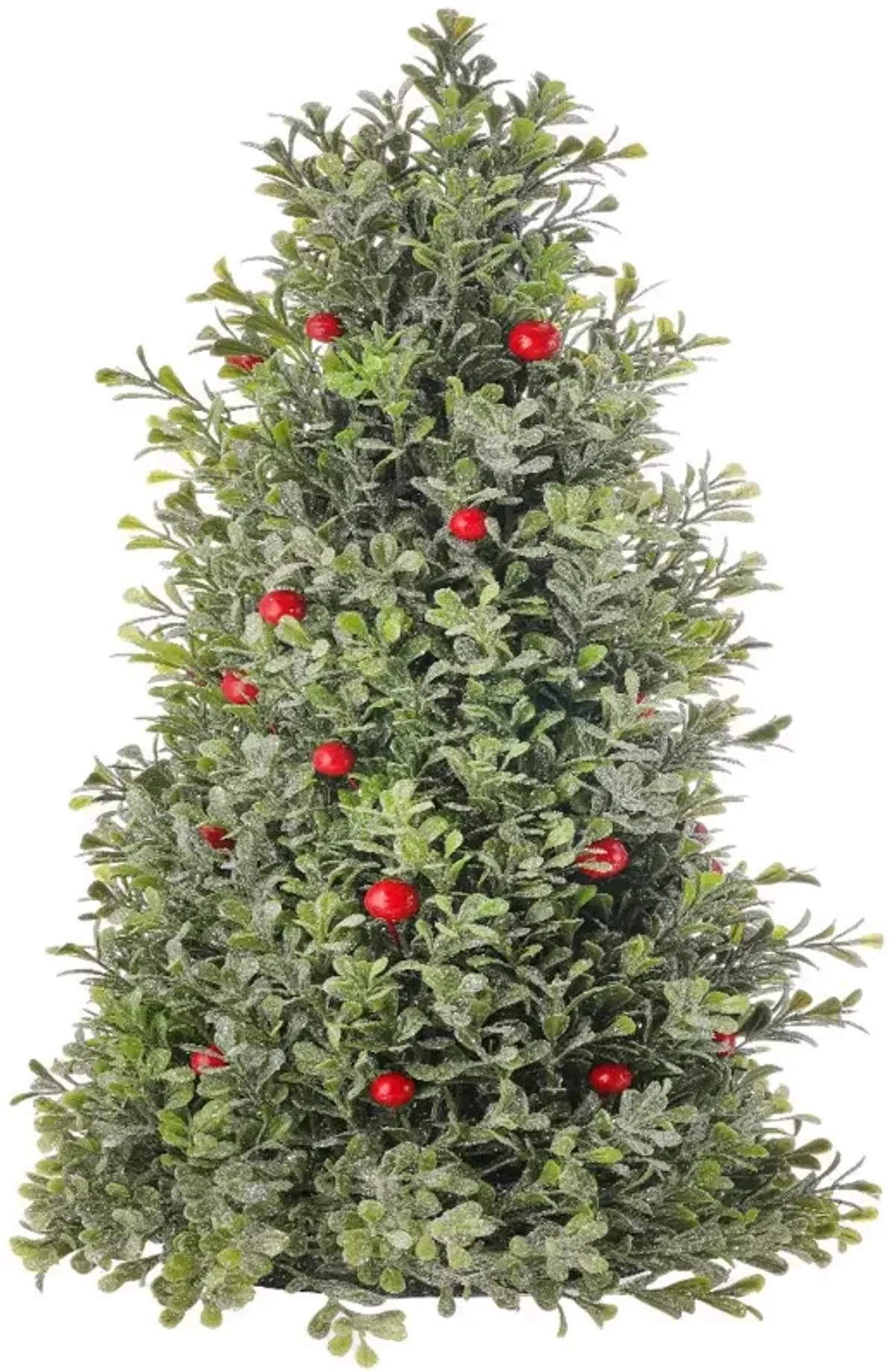 18-Inch Frost Mica Berry Boxwood Cone Tree: Elegant Holiday Decoration with Sparkling Frost