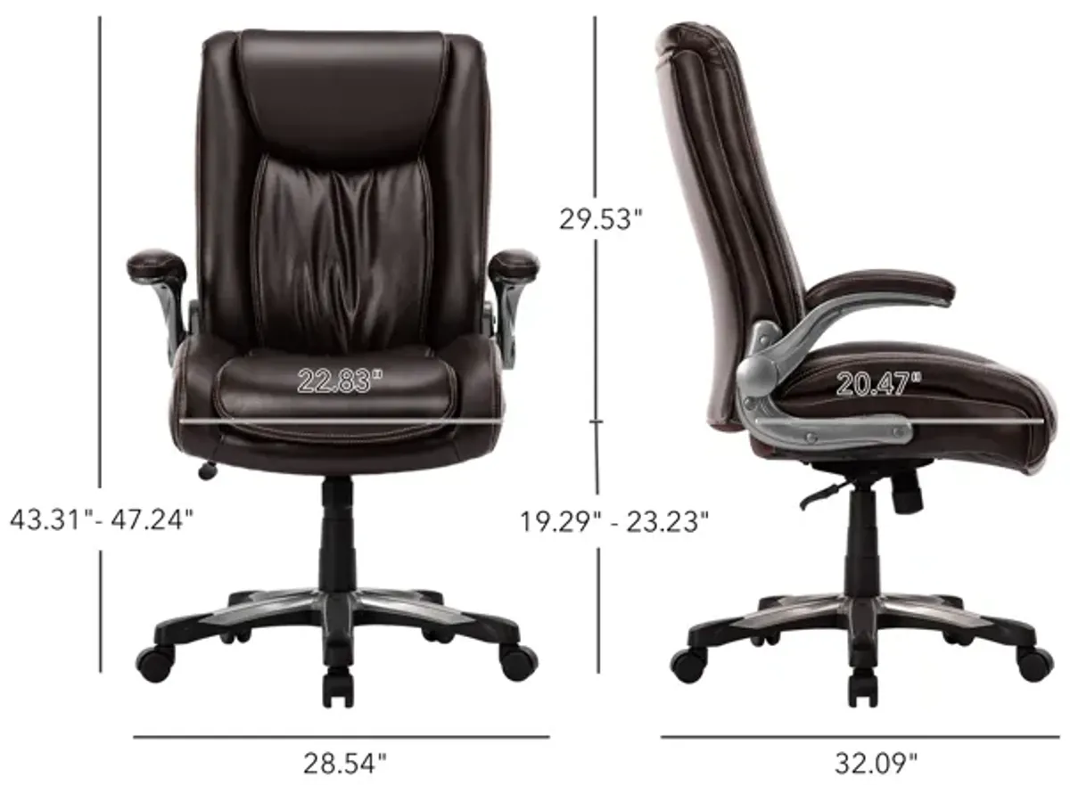 Executive Office Chair 400lbs, Big and Tall Home Office Chair with Space-Saving Flip-Up Arms