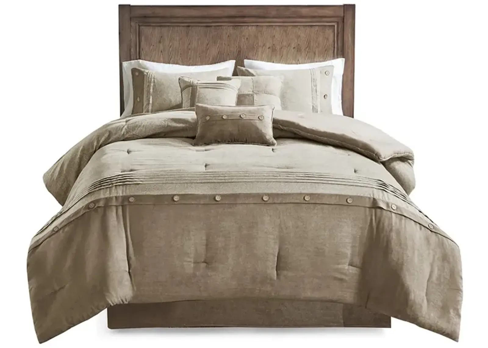 Gracie Mills Maldonado 7-Piece Rustic Faux Suede Comforter Set