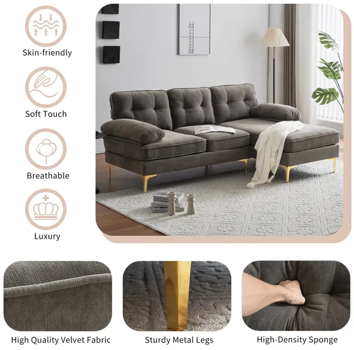 Merax 83" Modern Sectional Sofas Couches