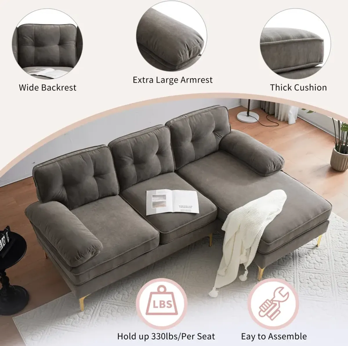 Merax 83" Modern Sectional Sofas Couches