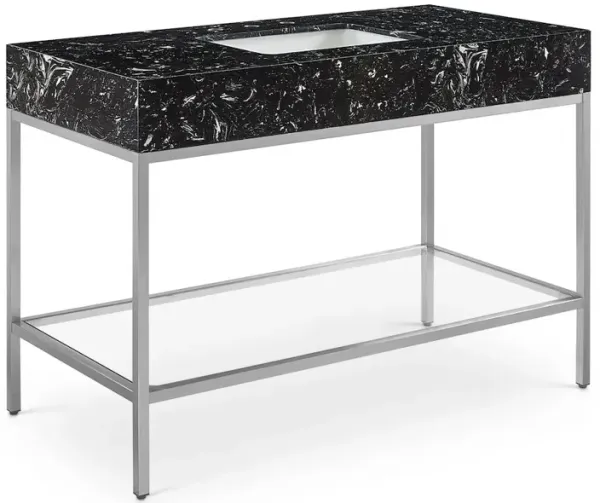 Meridian Furniture Marmo Black Engineered Marble Bathroom Vanity
