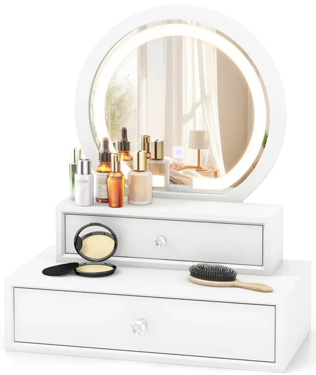 LED Lighted Vanity Mirror for Bedroom Tabletop