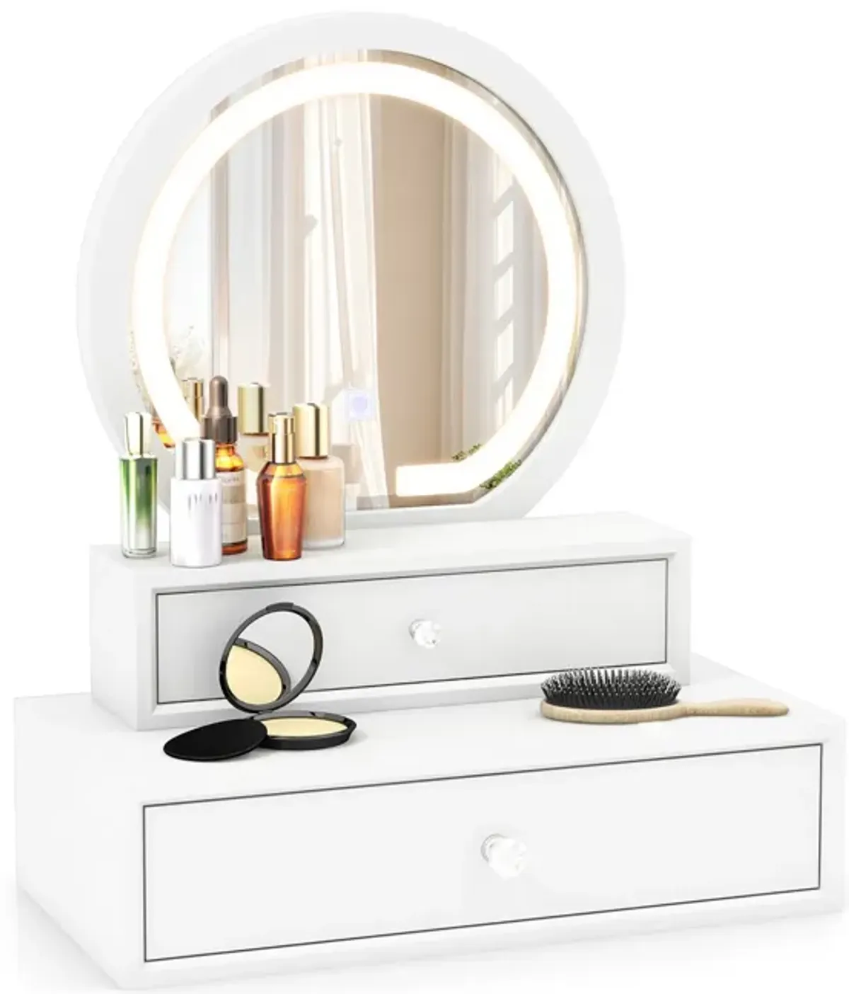 LED Lighted Vanity Mirror for Bedroom Tabletop