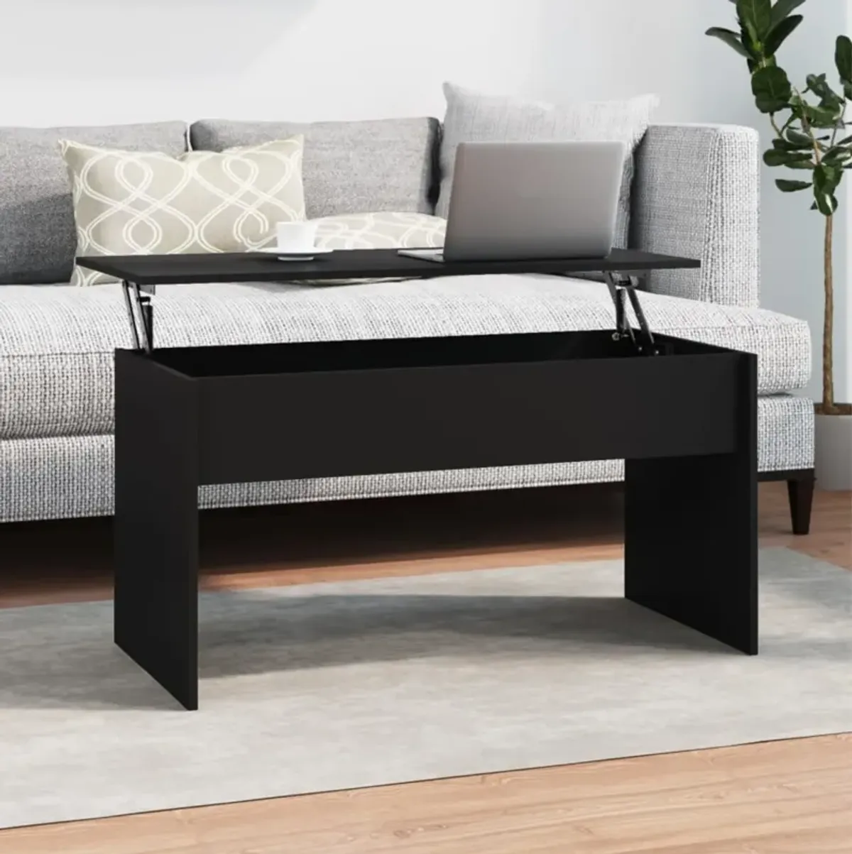 vidaXL Coffee Table Black 40.2"x19.9"x20.7" Engineered Wood