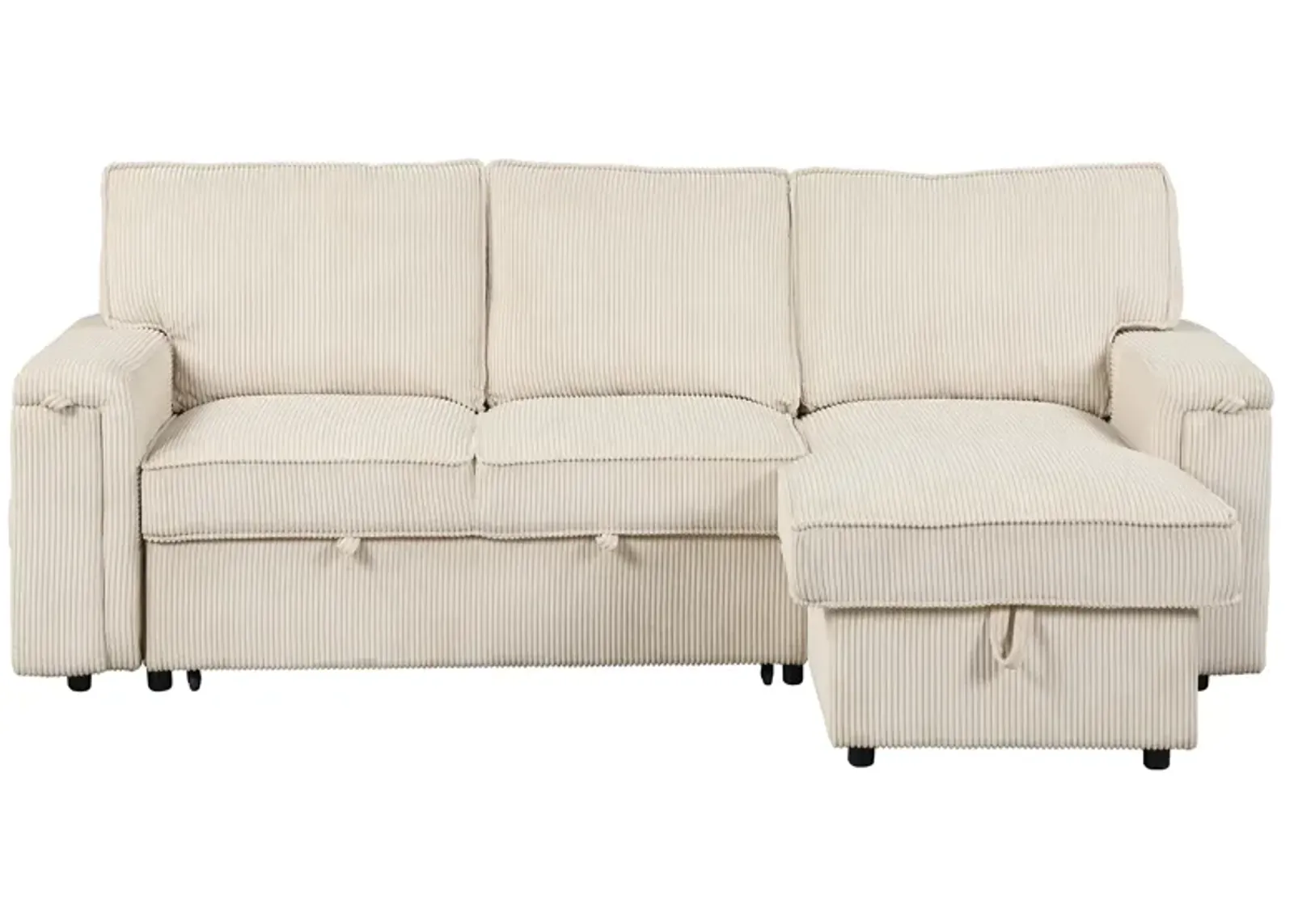 Merax Upholstery Sleeper Sectional Sofa with Storage