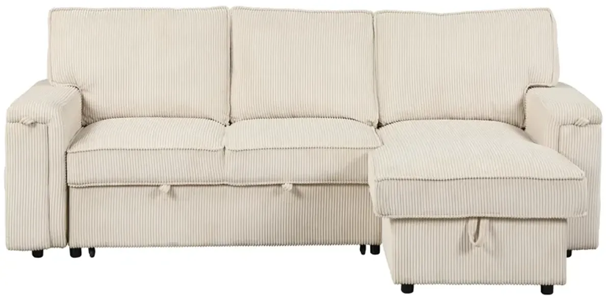 Merax Upholstery Sleeper Sectional Sofa with Storage