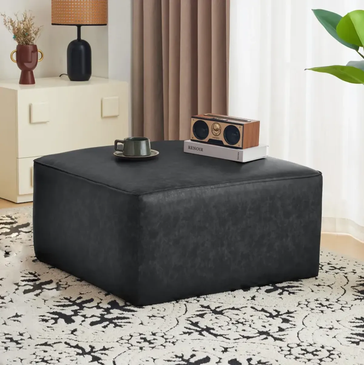 Merax Pu Leather Sofa Ottoman for Living Room