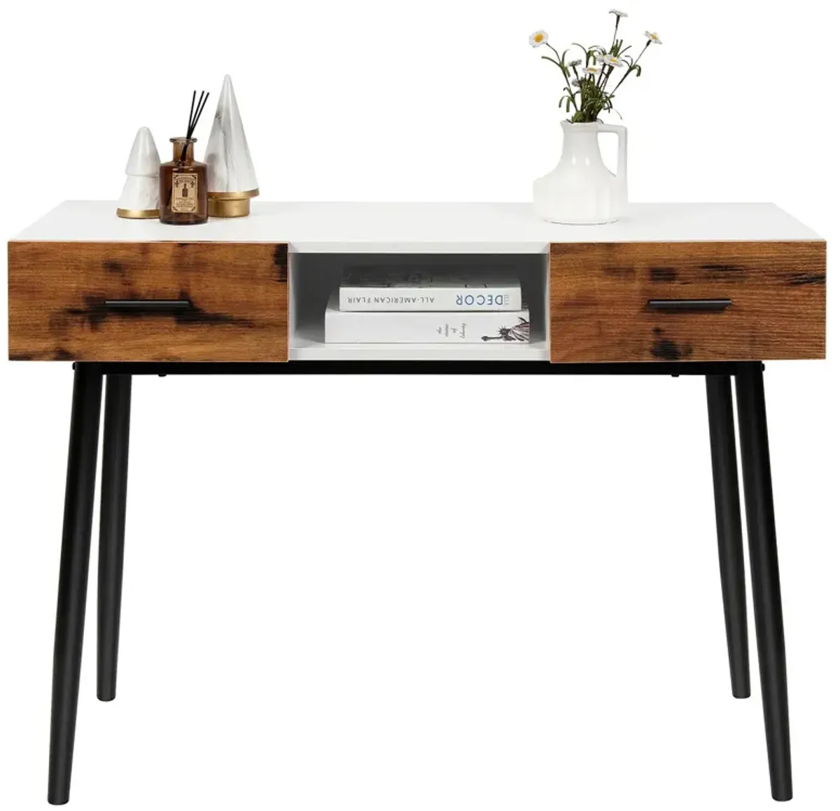 48 Inch Industrial Console Table with 2 Drawers for Entryway Hallway