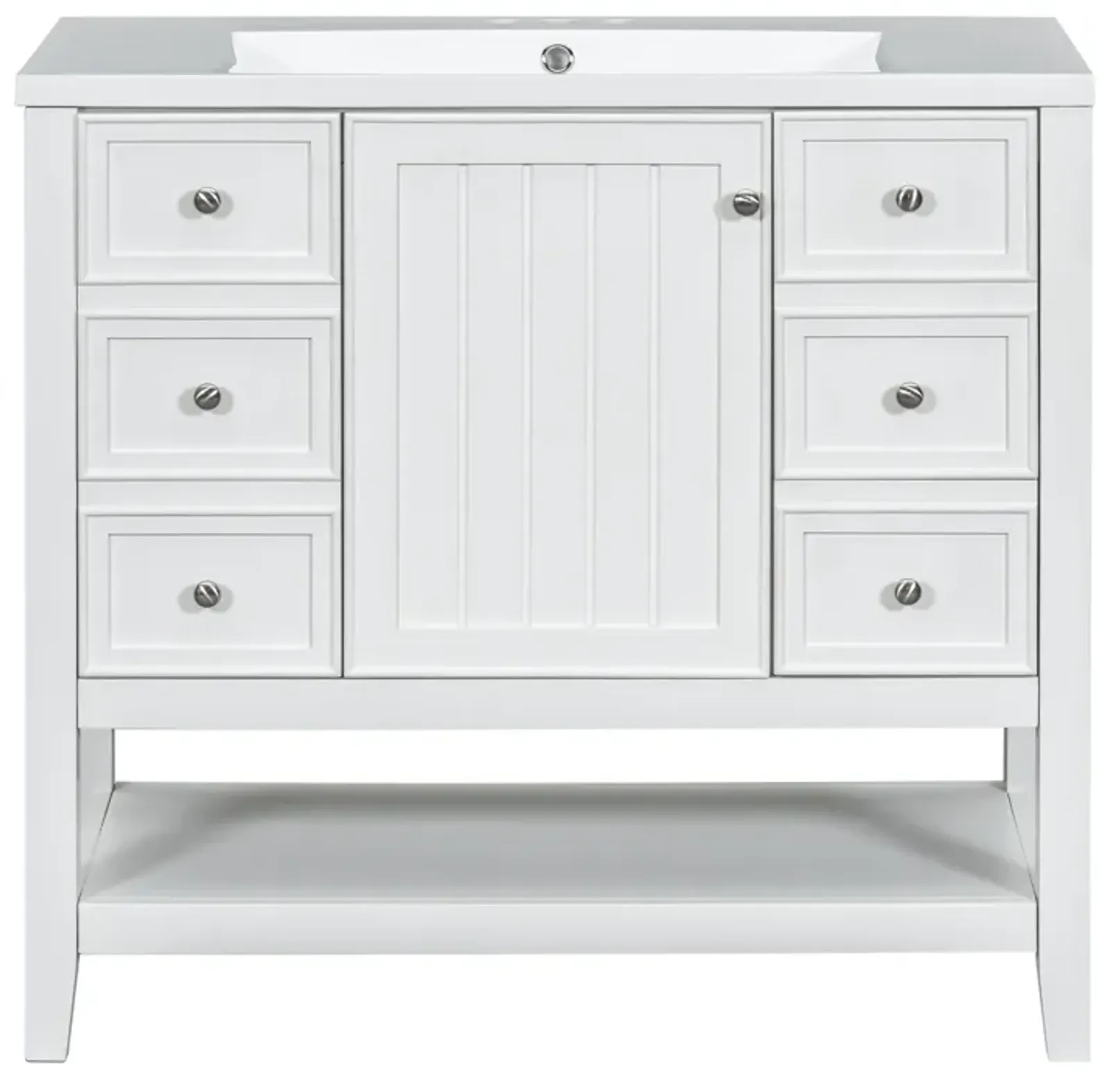 Gewnee 36" Bathroom Vanity with Sink Combo, One Cabinet and Three Drawers, Solid Wood and MDF Board