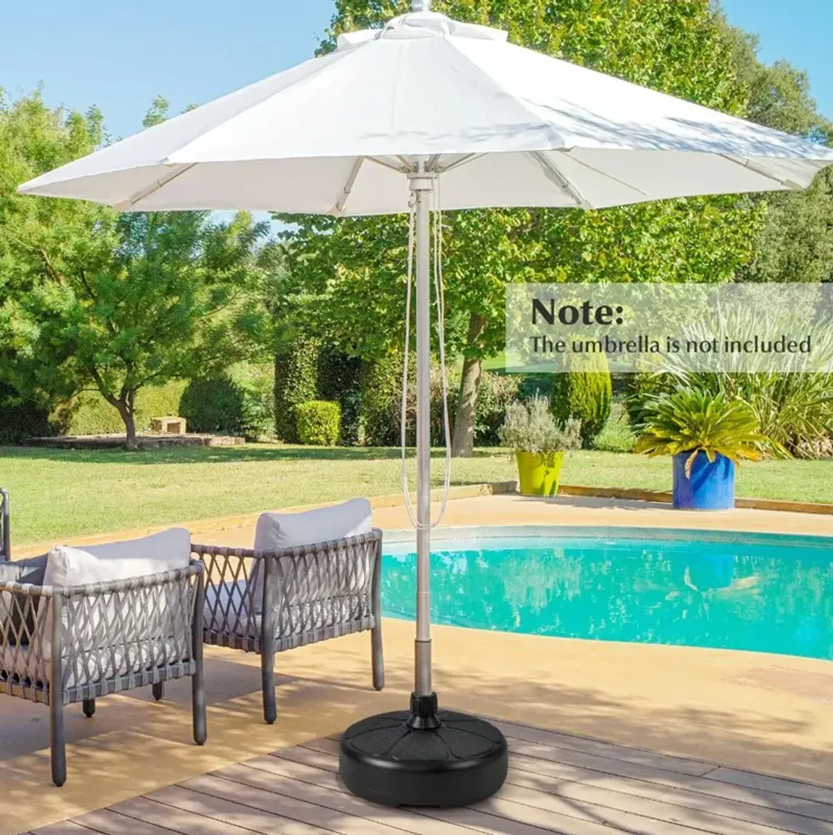 27 lbs Fillable Round Umbrella Base Stand for Yard Garden Poolside