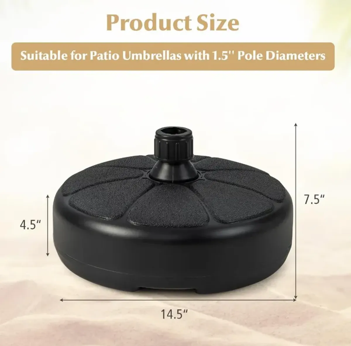 27 lbs Fillable Round Umbrella Base Stand for Yard Garden Poolside