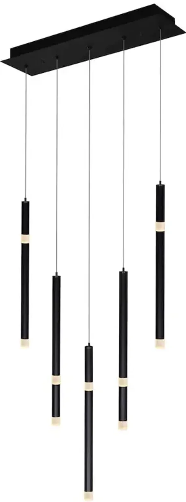 CWI Lighting Flute 5 Light LED Chandelier With Black Finish