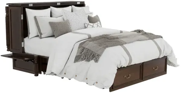 Livelylodge Solid Wood Murphy Bed Cabinet Storage Drawer Brownish Red Color