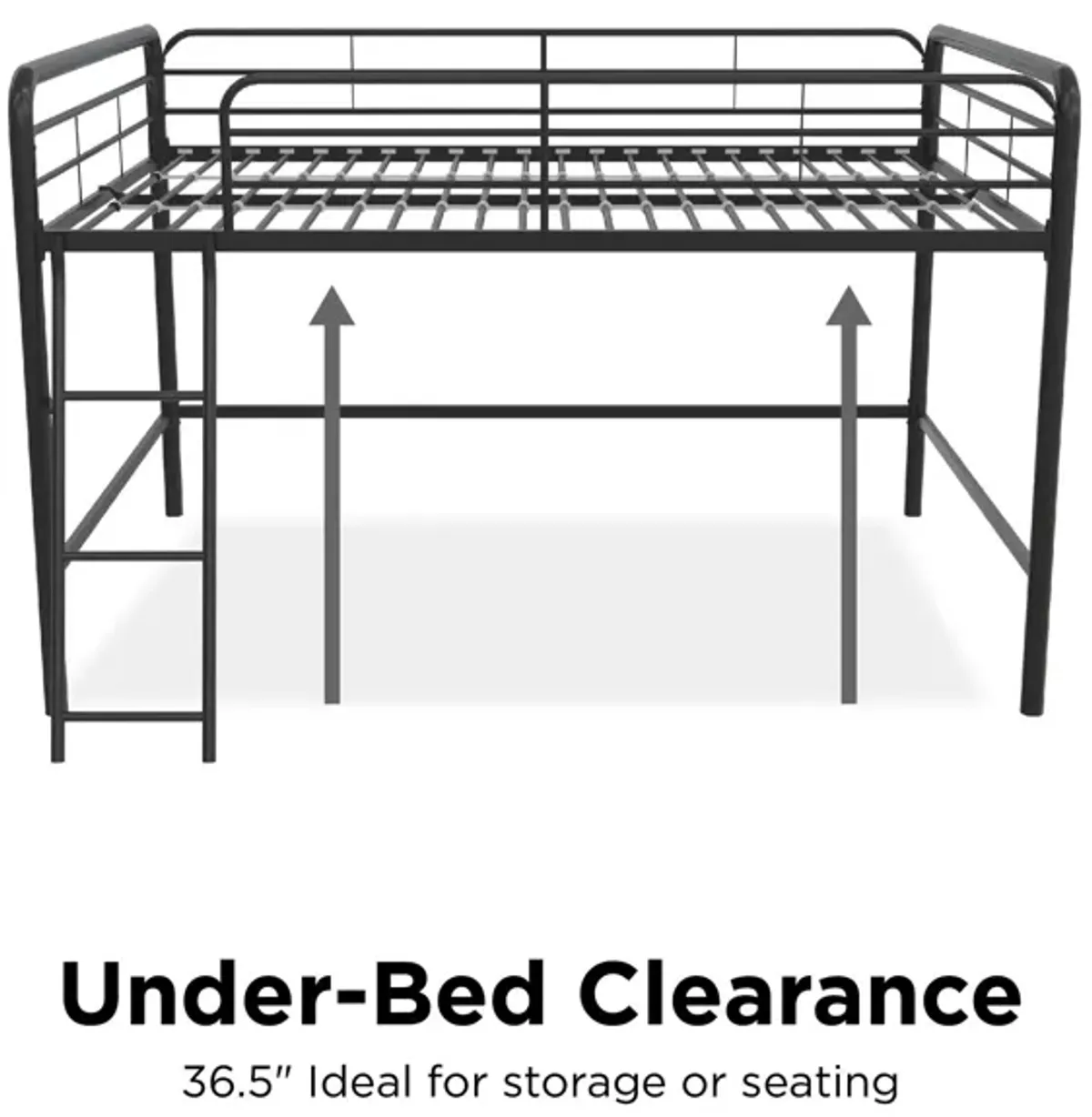 DHP Jett Junior Full Metal Loft Bed, Black