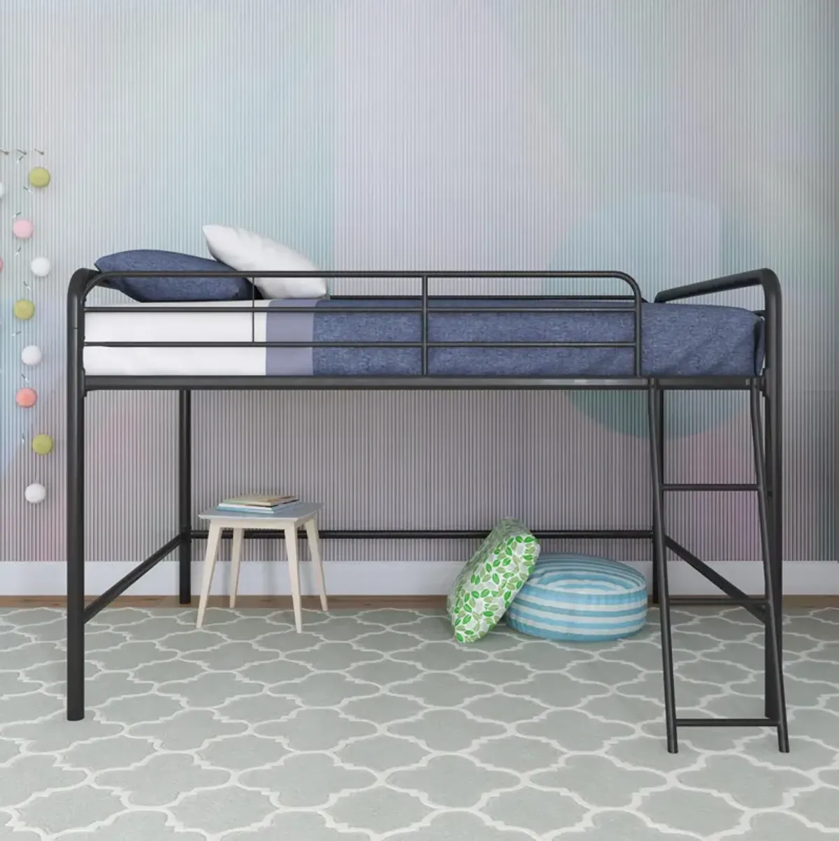 DHP Jett Junior Full Metal Loft Bed, Black