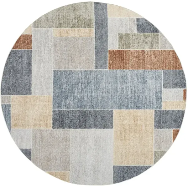 Astra Machine Washable ASW09 Multicolor 7'10" Round Rug