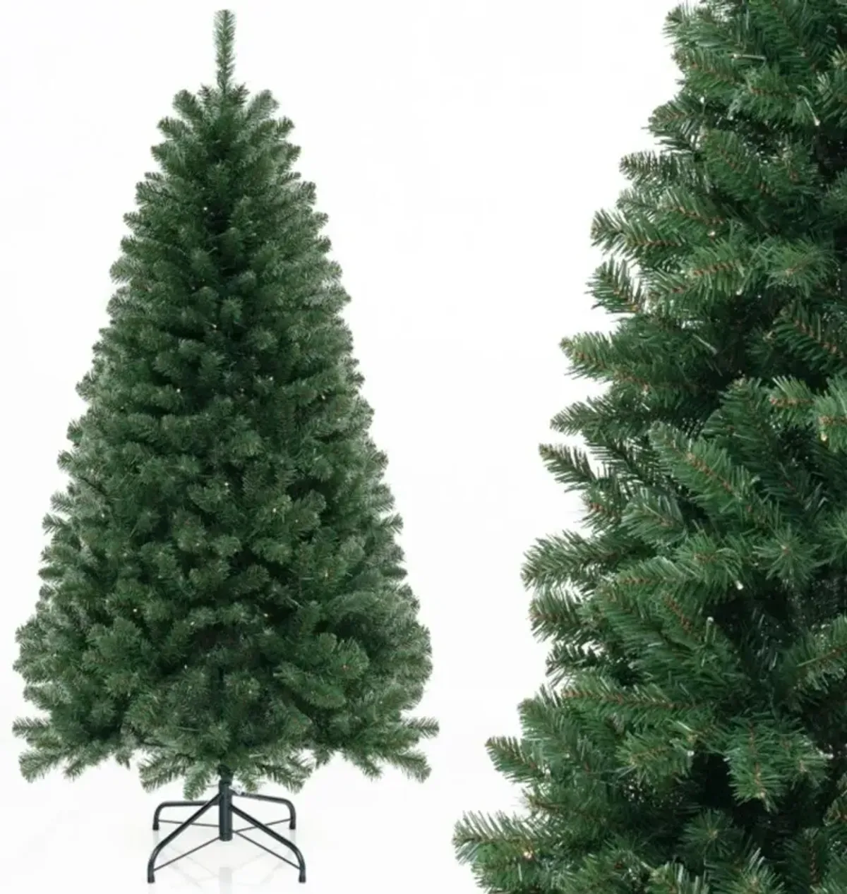 Hivvago 6/7/8 FT Artificial Christmas Tree with 568/830/1182 Branch Tips and 200/250/400 Warm White LED Lights