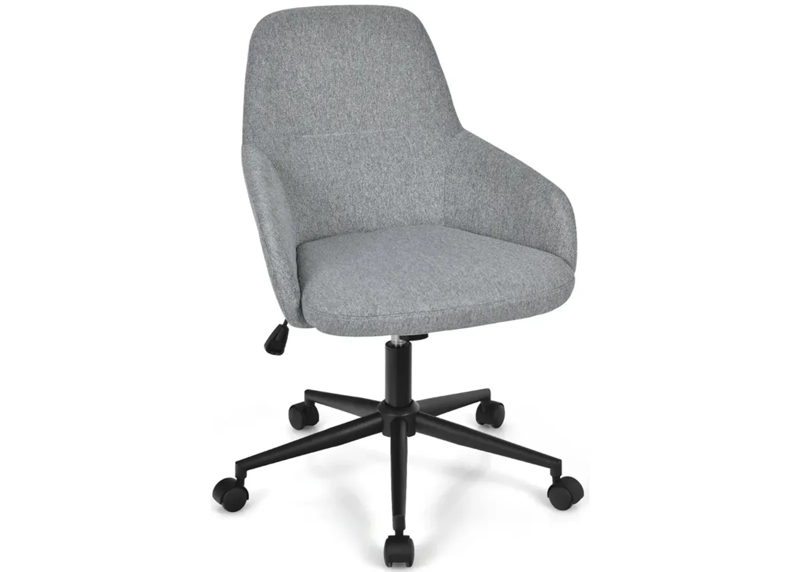 Costway Linen Accent Office Chair Adjustable Rolling Swivel Task Chair w/Armrest