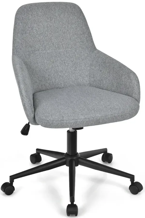 Costway Linen Accent Office Chair Adjustable Rolling Swivel Task Chair w/Armrest