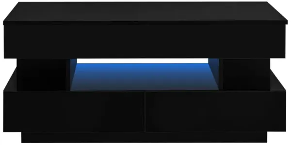 Merax Modern High-Gloss Lift-Top Coffee Table with 2 Drawers Hidden Compartment Multi-Functional