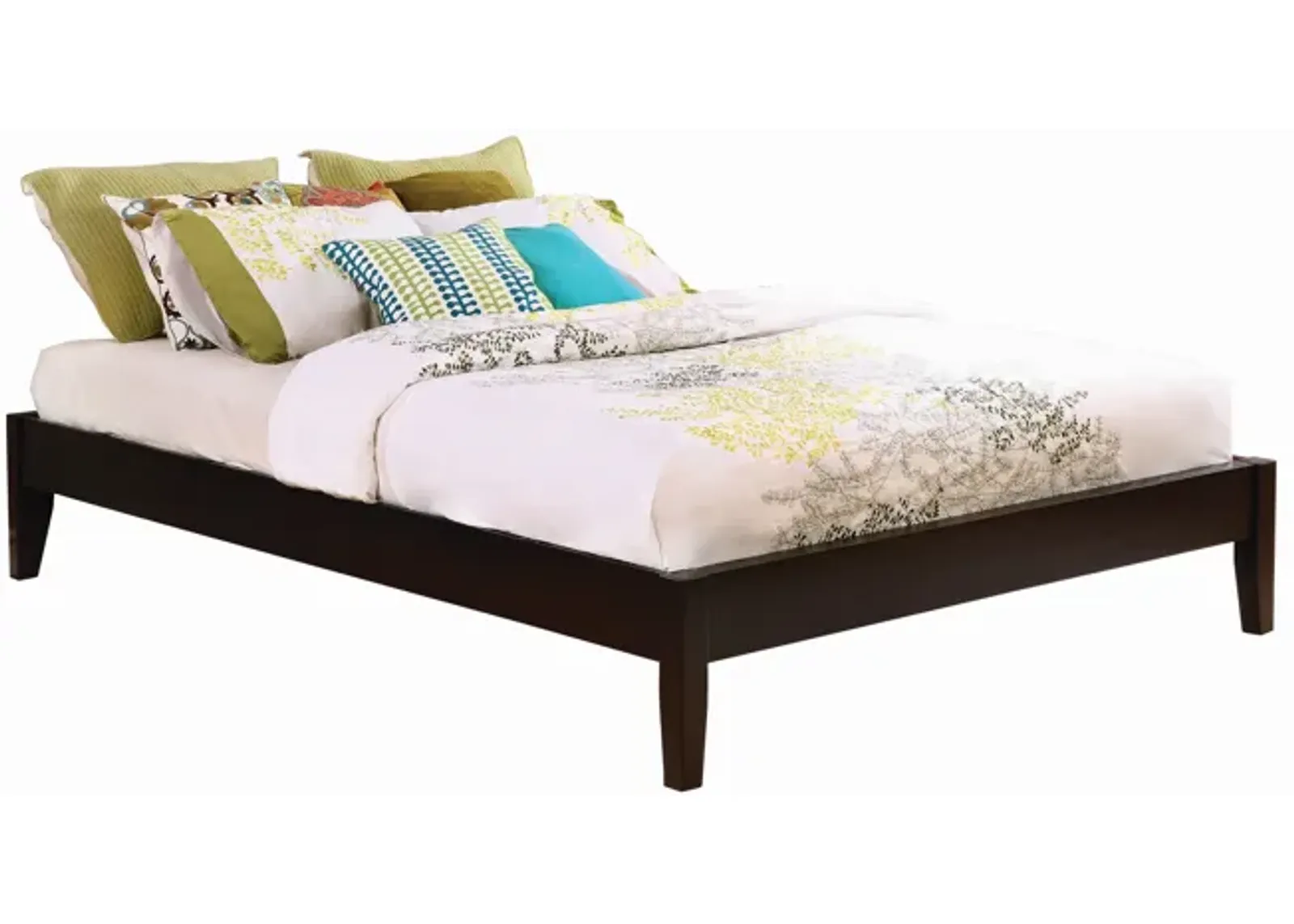 Wooden California King Size Universal Bed Frame with Tapered Legs, Brown-Benzara