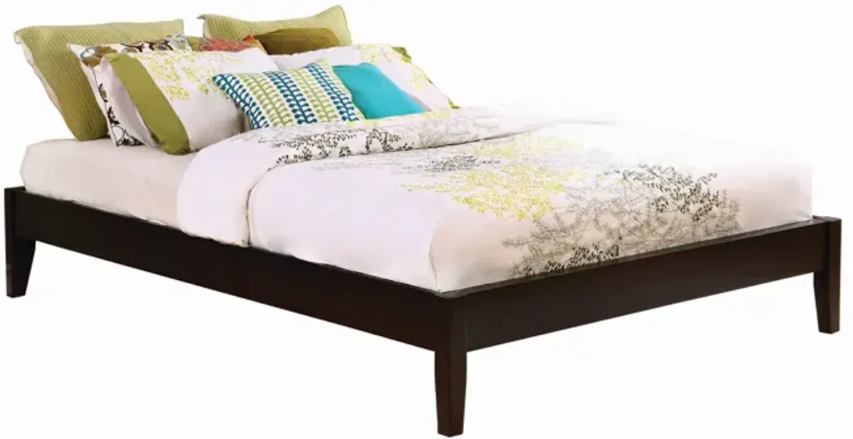 Wooden California King Size Universal Bed Frame with Tapered Legs, Brown-Benzara