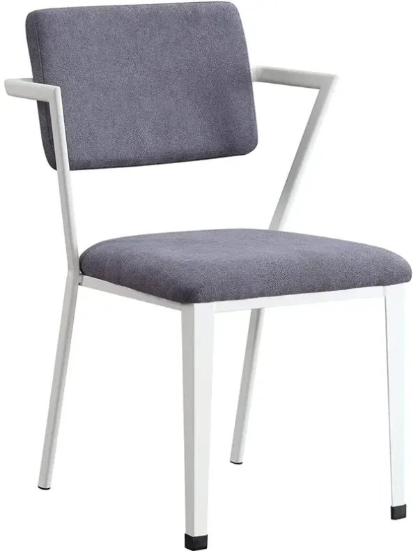 Cargo Dining Chair (Set of 2), Gray Fabric & White (2 Piece/1Ctn)