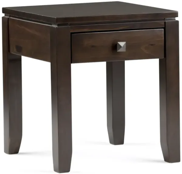 Cosmopolitan SOLID WOOD 18 inch Wide Square Contemporary End Side Table in Mahogany Brown