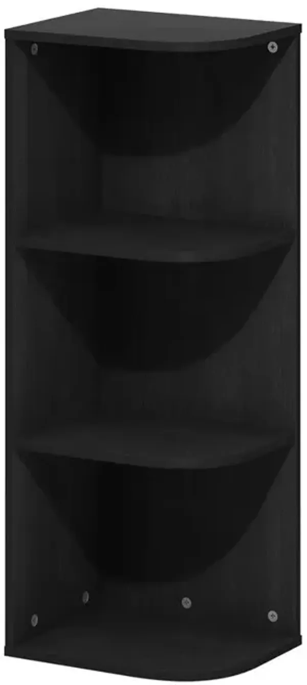 Furinno Pasir 3-Tier Corner Open Shelf Bookcase, Blackwood