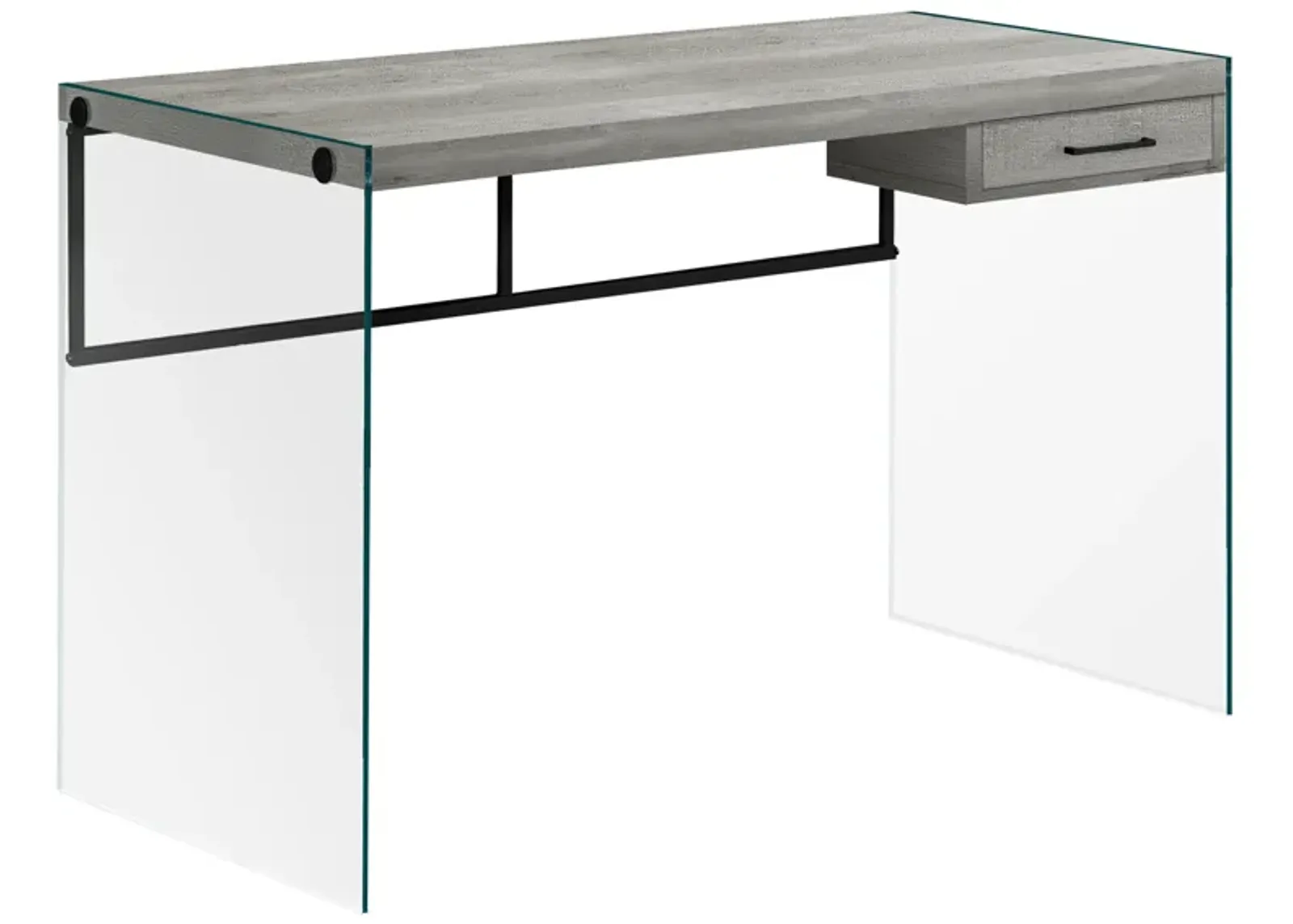 Monarch Specialties I 7445 Computer Desk, Home Office, Laptop, Storage Drawers, 48"L, Work, Tempered Glass, Laminate, Grey, Clear, Contemporary, Modern