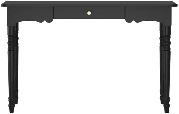 FUFU&GAGA Black Dining Table with Drawer, MDF & Rubberwood Construction (47.2" W x 29.4" H x 23.6" D), Black