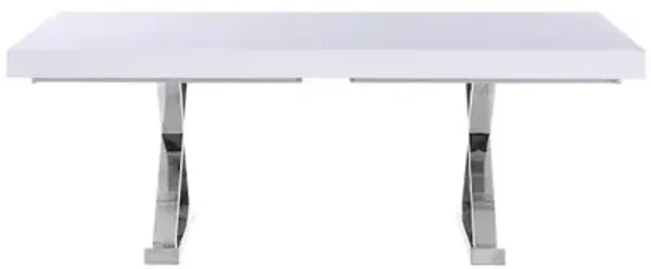 Meridian Furniture Excel White Lacquer Extendable Dining Table