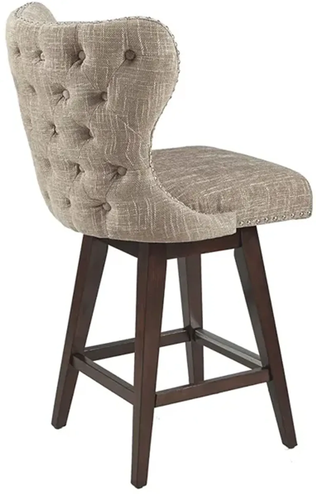 Gracie Mills Vargas Upholstered High Wingback Button Tufted 27' Swivel Counter Stool with Nailhead Accents