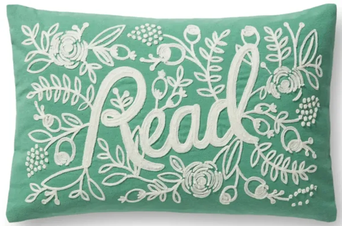 PRP0001 Sage 13"x21" Polyester Pillow by Rifle Paper Co. × Loloi
