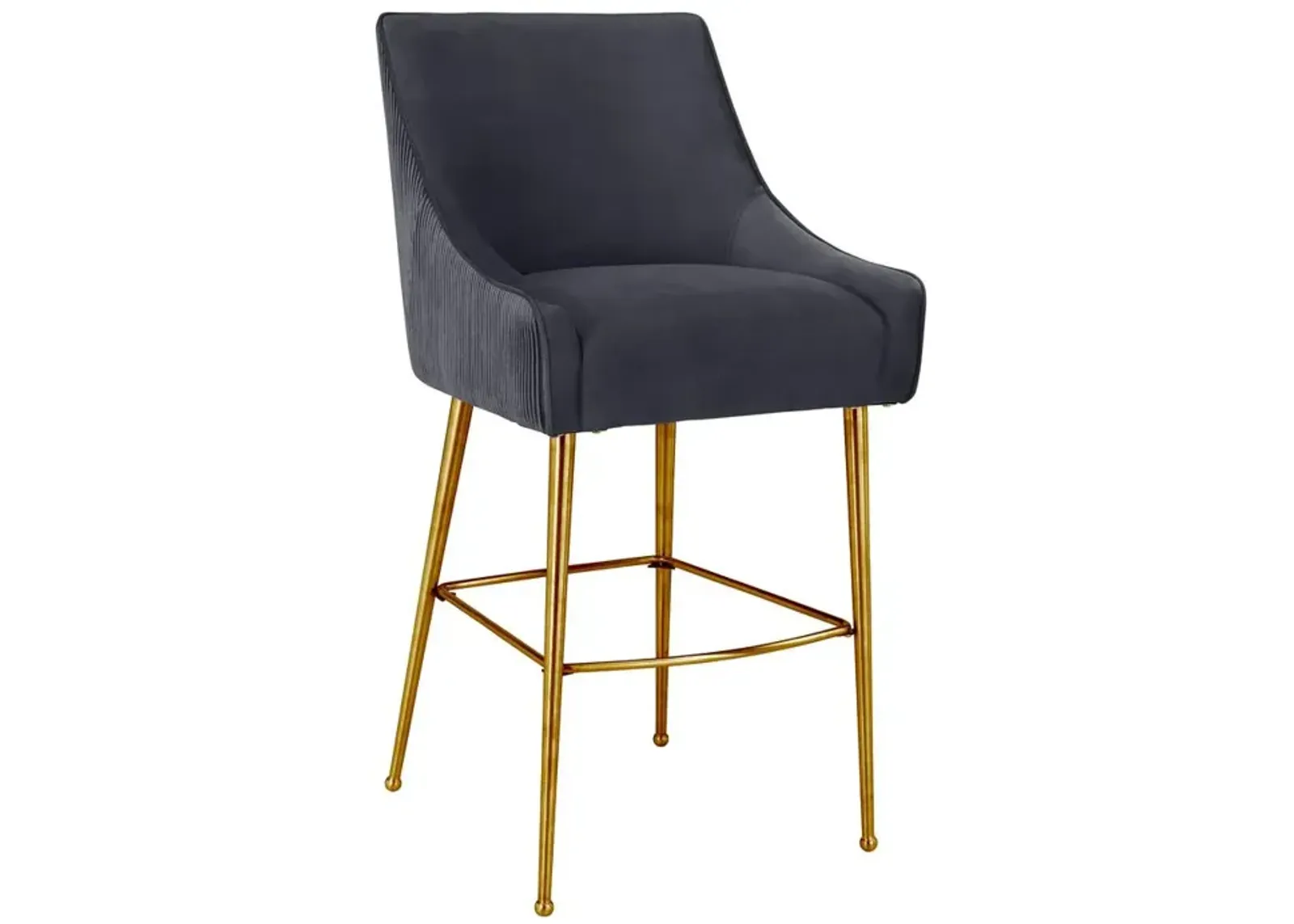 Belen Kox Sleek Dark Grey Velvet Bar Stool, Belen Kox