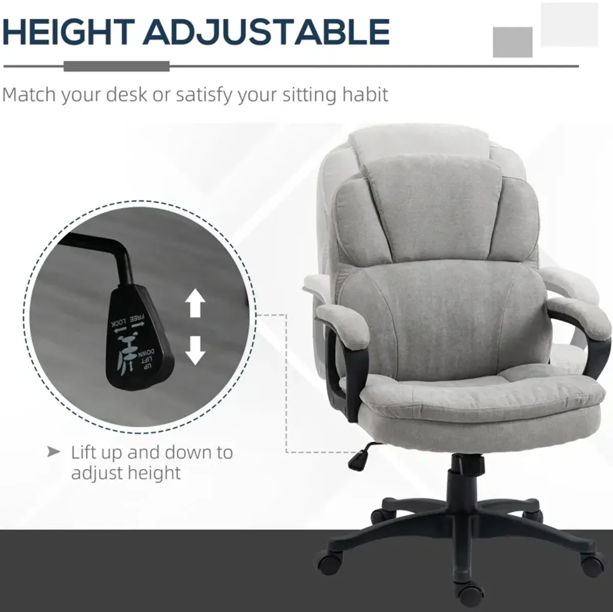 Light Gray Office Comfort: Massage Desk Chair with USB & Vibration Points