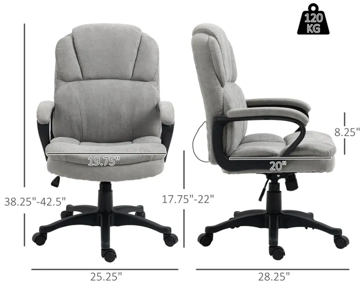 Light Gray Office Comfort: Massage Desk Chair with USB & Vibration Points