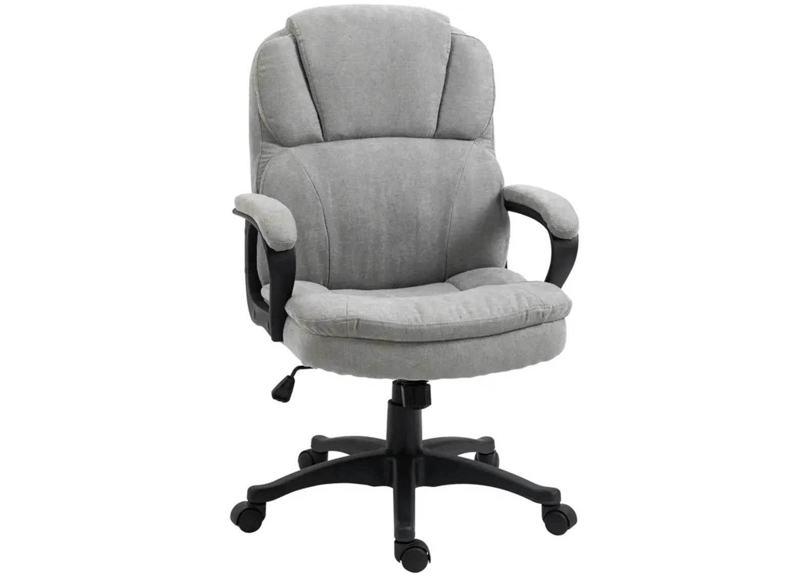 Light Gray Office Comfort: Massage Desk Chair with USB & Vibration Points